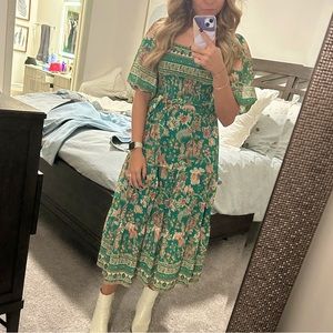 Green patterned maxi dress